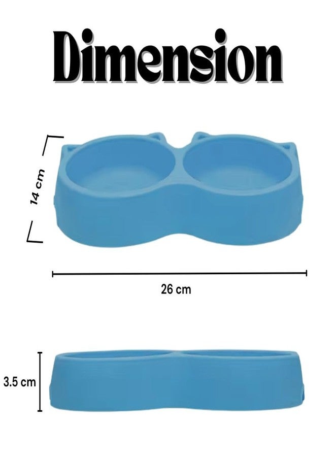 PET FUN وعاء طعام للحيوانات الأليفة من بيت فن، بتصميم وجه قطة مزدوج، 2 في 1 | طبق مزدوج مانع للانزلاق للطعام والماء | وعاء طعام متين من البلاستيك غير السام | مناسب للجراء والكلاب والقطط والقطط الصغيرة (أزرق، 400 مل) | عبوة من 4 قطع - Image 4